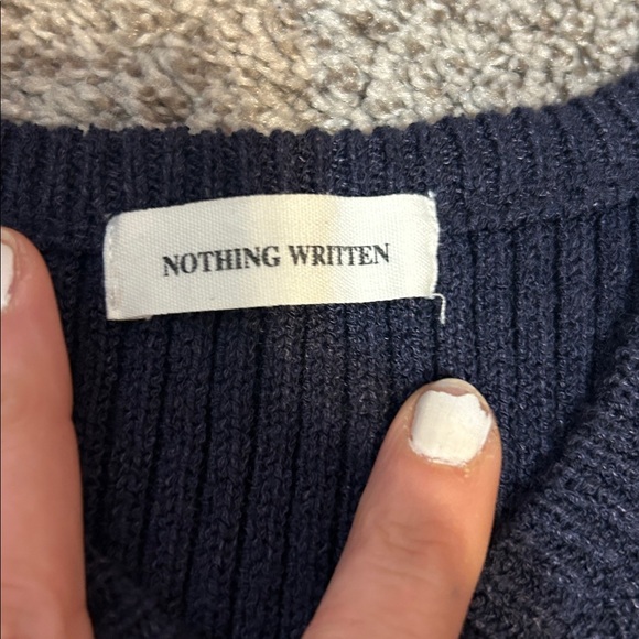 Nothing Written Ribbed Knit Henley Tank Navy Blue Sleeveless Stretch Cotton XS/S - Picture 5 of 5